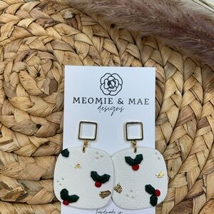 Meomie & Mae White Earrings with Gold Accents
